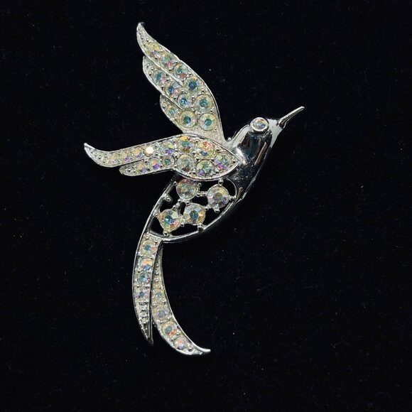 Sarah Coventry Jewelry - Vintage Sarah Coventry Silver Tone Aurora Borealis Rhinestone Bird Brooch (5189)